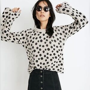 MADEWELL Leopard Dot Wool Blend Pullover Sweater Flare Sleeve Size XS NWT